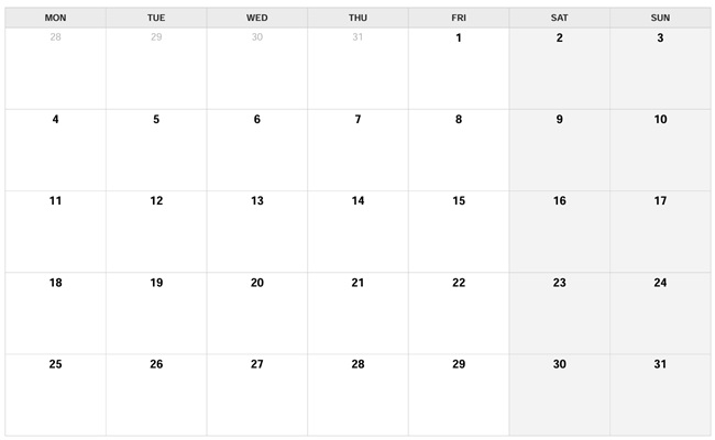 Preview of the August 2026 grid, monday printable PDF