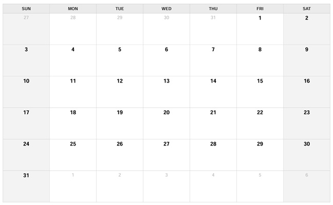 Preview of the August 2026 grid, sunday printable PDF